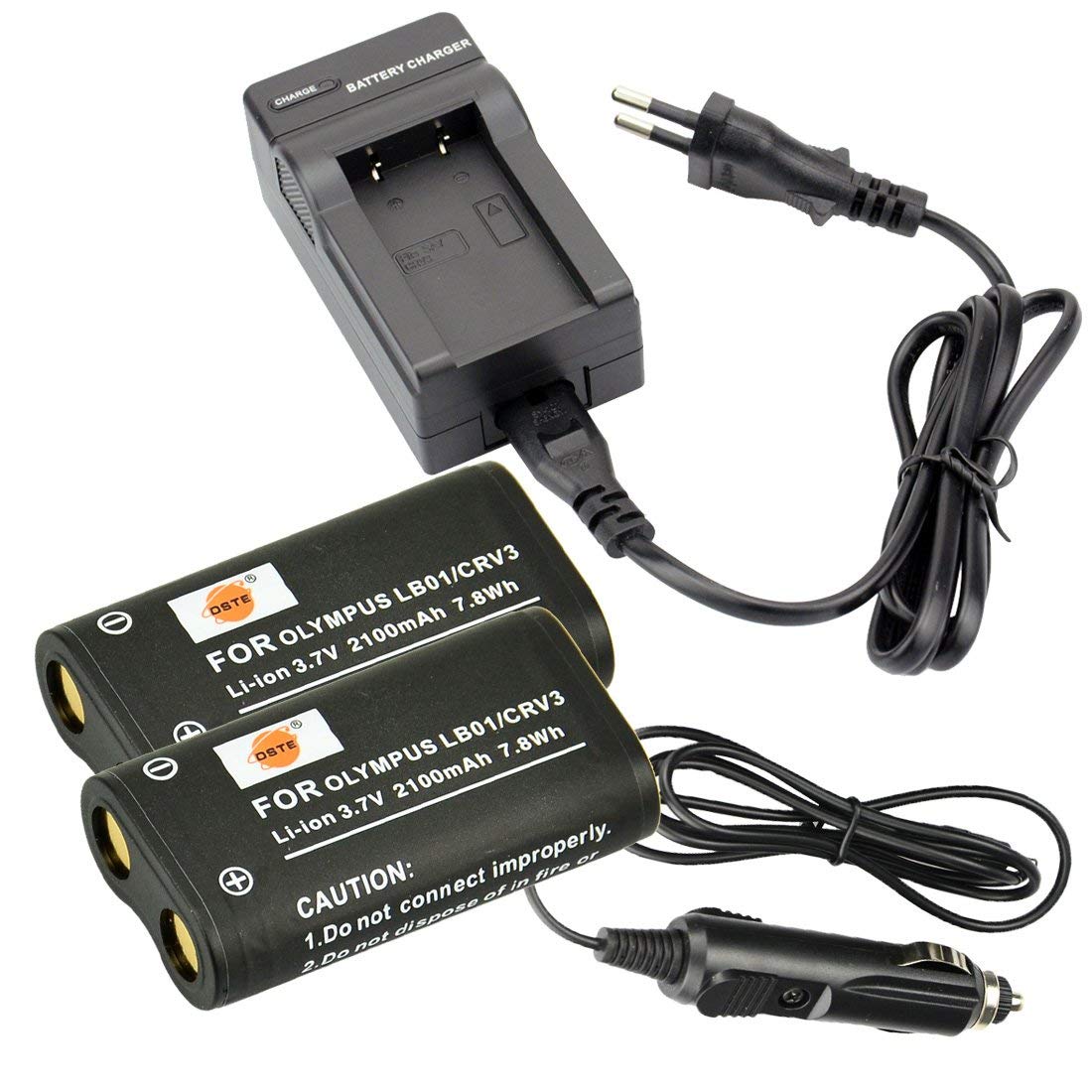 DSTE 2-Pieza CR-V3 Batería y Cargador Compatible para Olympus C3000 C3040 C-3000 C-3030 C-3030Z C-3040 C-3040Z C-4000 C-5050 C-5050Z C-700 C-700UZ C-720