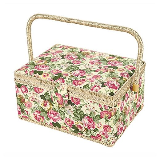 SAXTX Wooden Large Sewing Baskets with 99Pcs Sewing Kit Accessories| Sewing Organizer with Multiple Compartments| Women Sewing Gifts for Quilting and Mending,12 x 9 x 6.5 inches