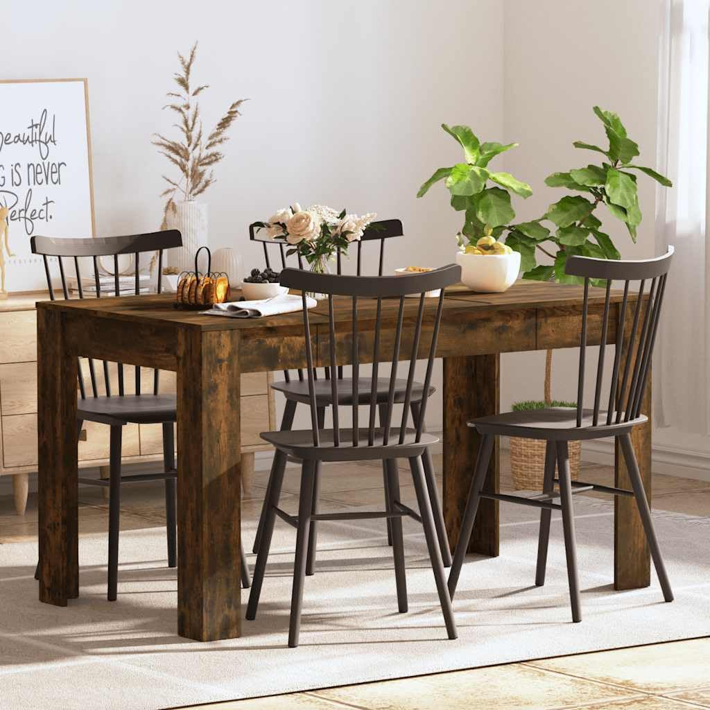 Tavolo da pranzo rettangolare, effetto rovere fumé, 140 x 74,5 x 76 cm, in legno, moderno per cene in famiglia e cene, superficie facile da pulire