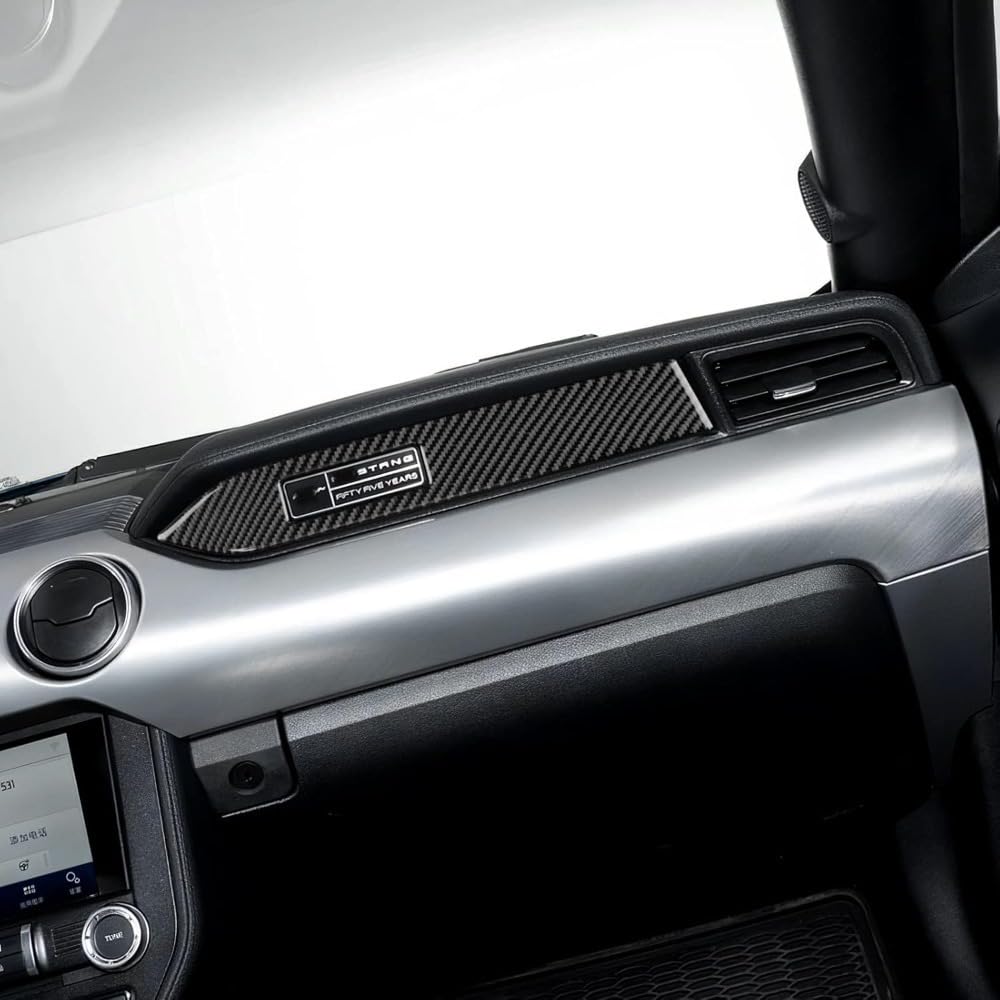 MAUXpIAO Carbon Fiber Dashboard Decoration Strip for Ford Mustang GT 2015-2022, Passenger Side Dashboard Trim Sticker, Interior Decoration Accessory fds/A/A