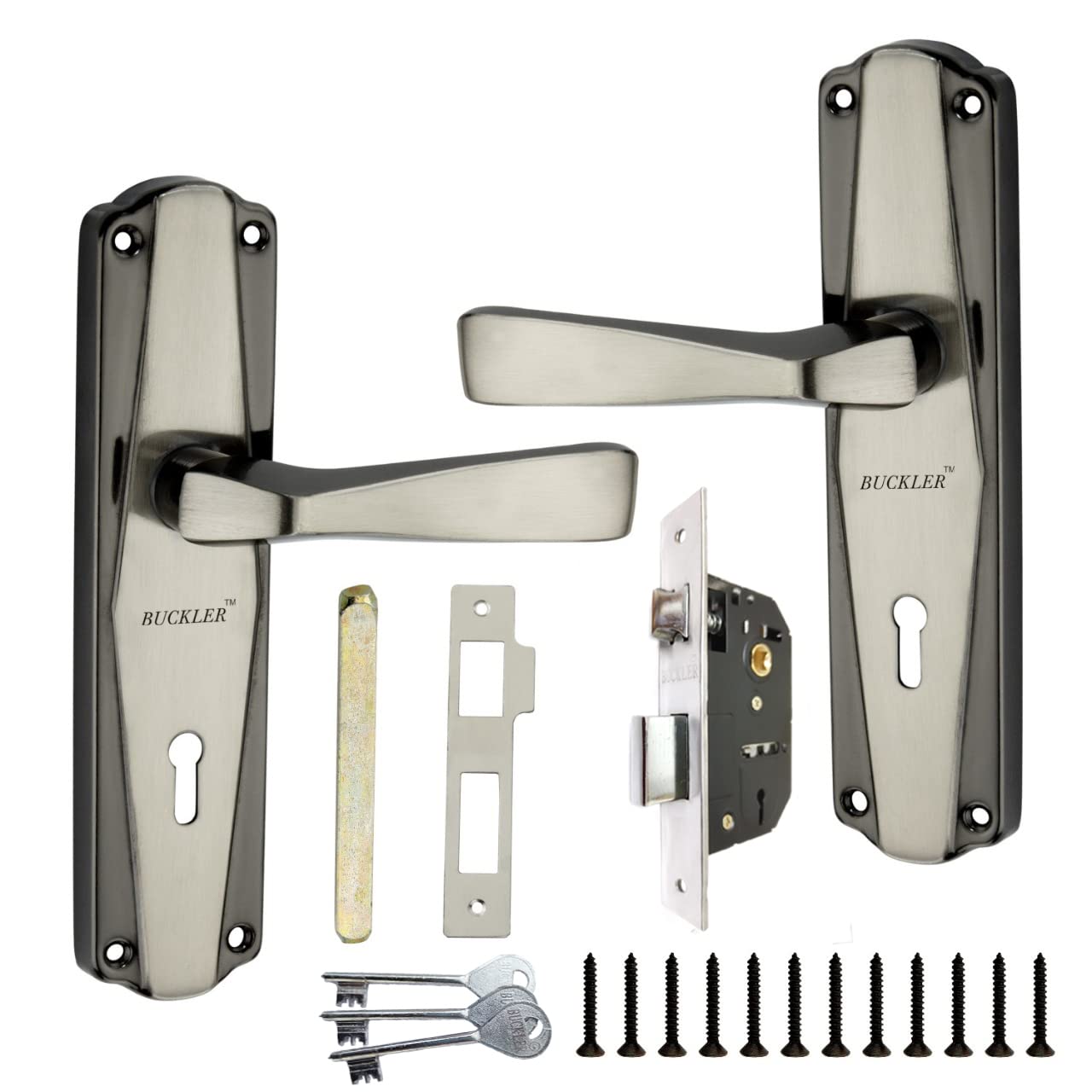 Buy BUCKLER IronBrass 301OD Black Silver 7 Inch Mortise Handle Set