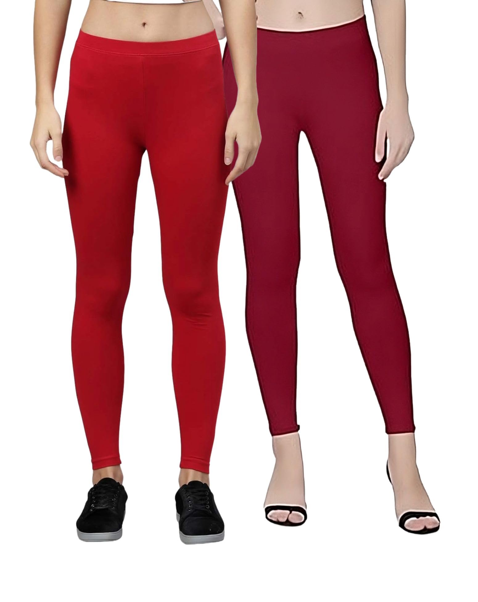 rocksy Combo of 2 Tailored Cut & Skinny Fit Solid Stretchable Cotton Leggings for Women Ankle Length with Ultrasoft Wide Elastic Waistband |Comfortable Ankle Length Leggings | Pack of 2|-picture-29