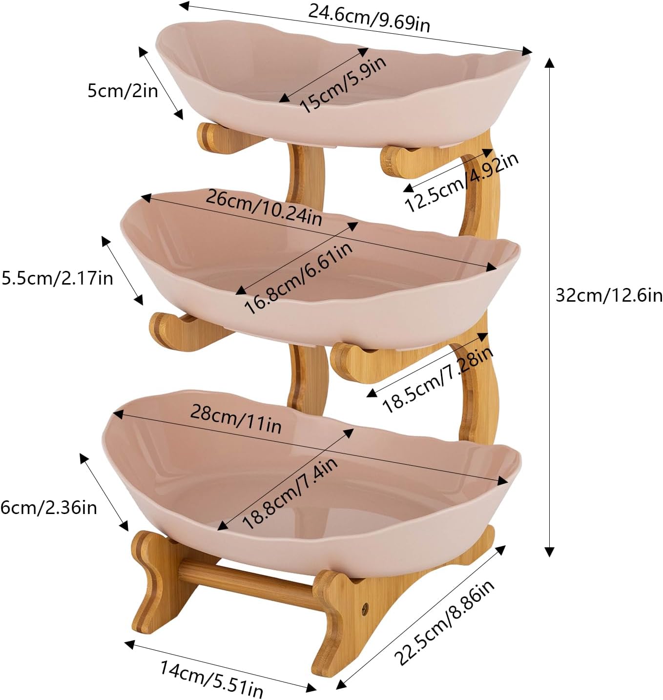 3 Tier Fruit Basket for Counter, Stackable Serving Stand for Fruits, Vegetables, Nuts, Cake & Desserts (Sturdy Collapsible Design, Perfect for Kitchen Countertop & Party Display)