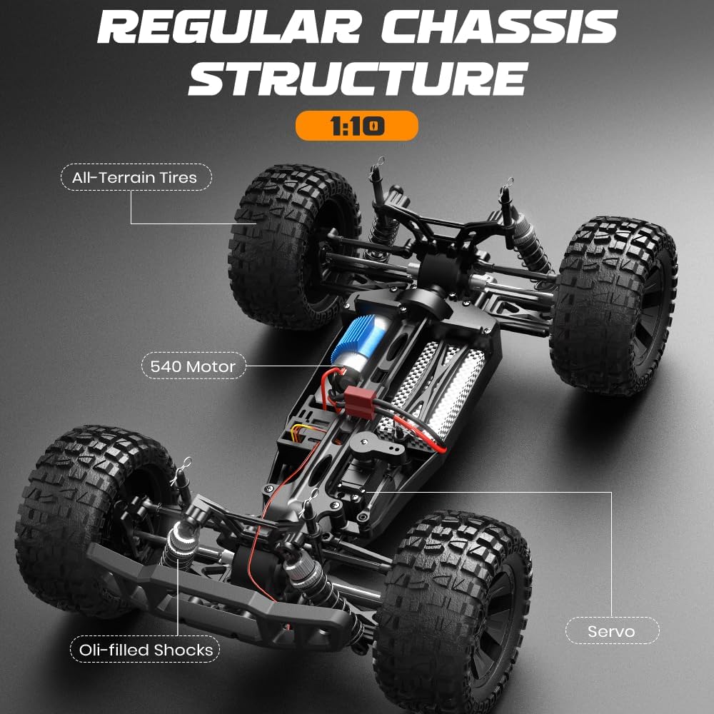 1:10 Large Fast RC Truck, 48km/h Short Course Remote Control Car, 4x4 Off-Road Monster Truck with LED Lights, All Terrain Hobby Grade Toy for Adults and Kids