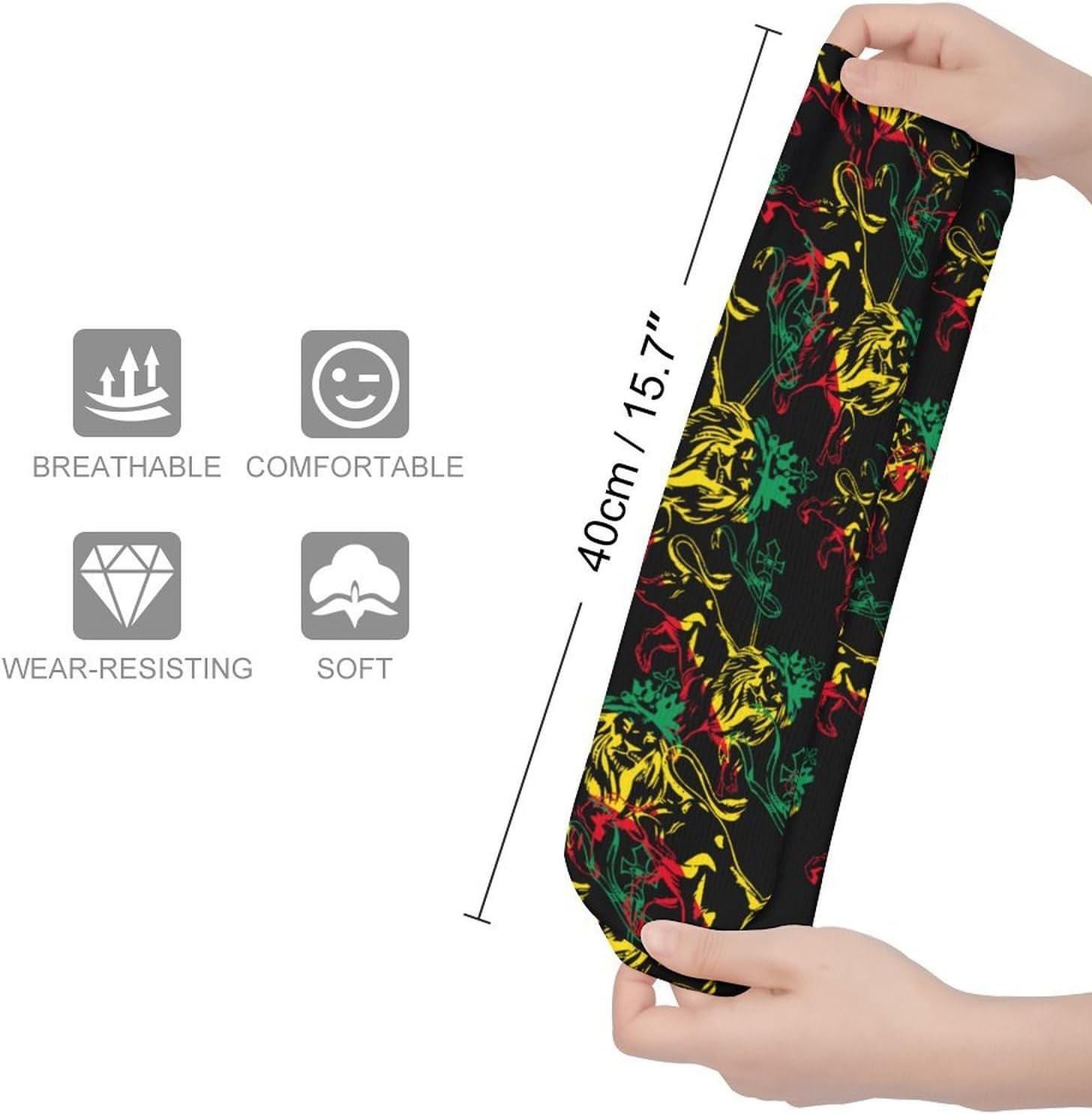 Rasta Lion Judah Ethiopia Flag Knee High Socks Casual Long Stockings Over Calf Sock Tube for Women Men