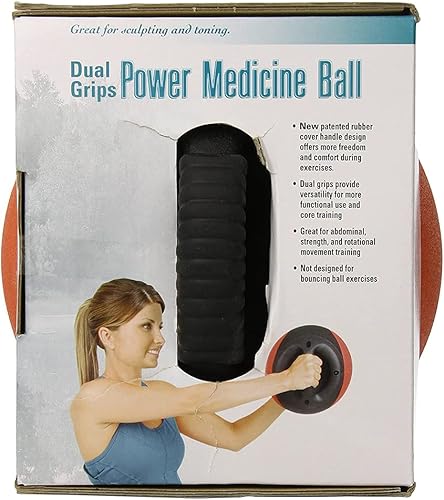 Miniatura 8 de Aeromat Pelotas medicinales de doble agarre para entrenamiento abdominal y movimientos de rotación, 9.1in de diámetro, con código de colores
