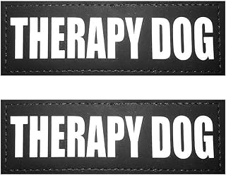 Fairwin Therapy Dog Dog Patches, Reflective Removable Dog Tags for Service Vest Dog Harness