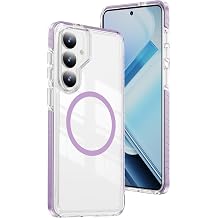 Magnetic Case for Samsung Galaxy S26 5G Compatible with Magsafe, Military Shockproof Protective Bumper Cute Transparent Slim Anti-Yellowing Cover for Samsung S26 5G, Clear Purple CT