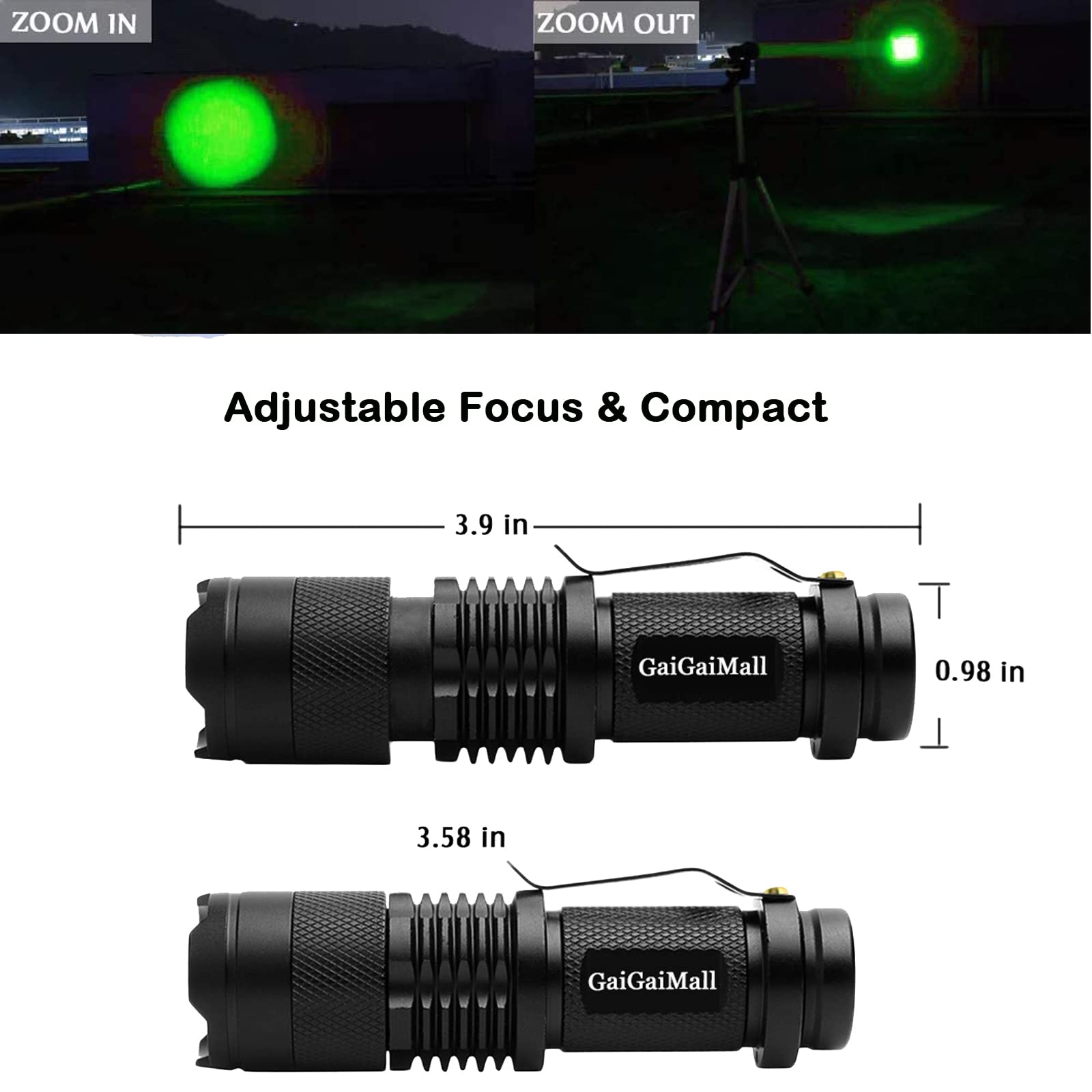 Potente 3 modo Zoomable LED luz verde linterna antorcha para visión nocturna pesca caza 2