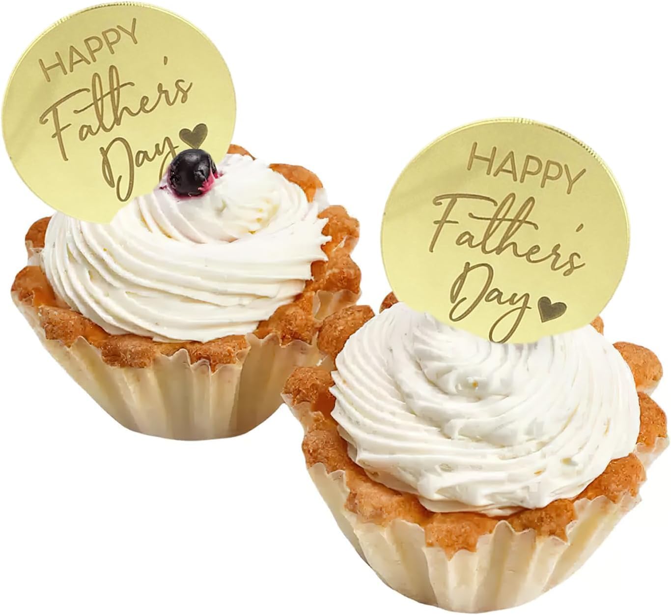 Lot de 12 décorations rondes en acrylique pour cupcakes et gâteaux « Happy Fathers Day », pour la fête des pères, la fête des pères et les desserts