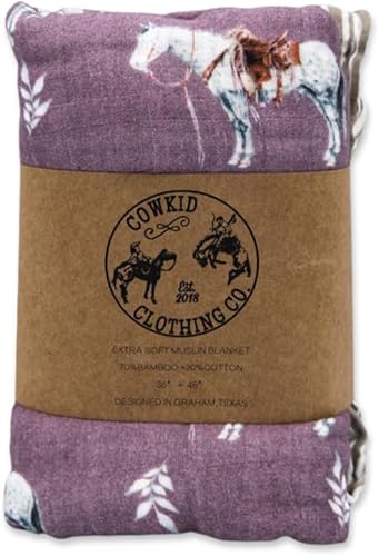 Cowkid Clothing Company Manta de muselina de bambú de caballo de rancho malva