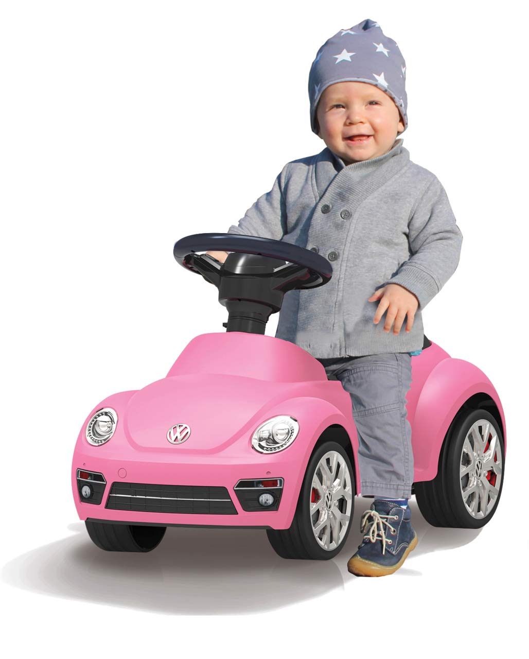 Jamara 460406 - Correpasillo VW Beetle Fucsia – Antivuelco, Claxon en el Volante, Aspecto auténtico