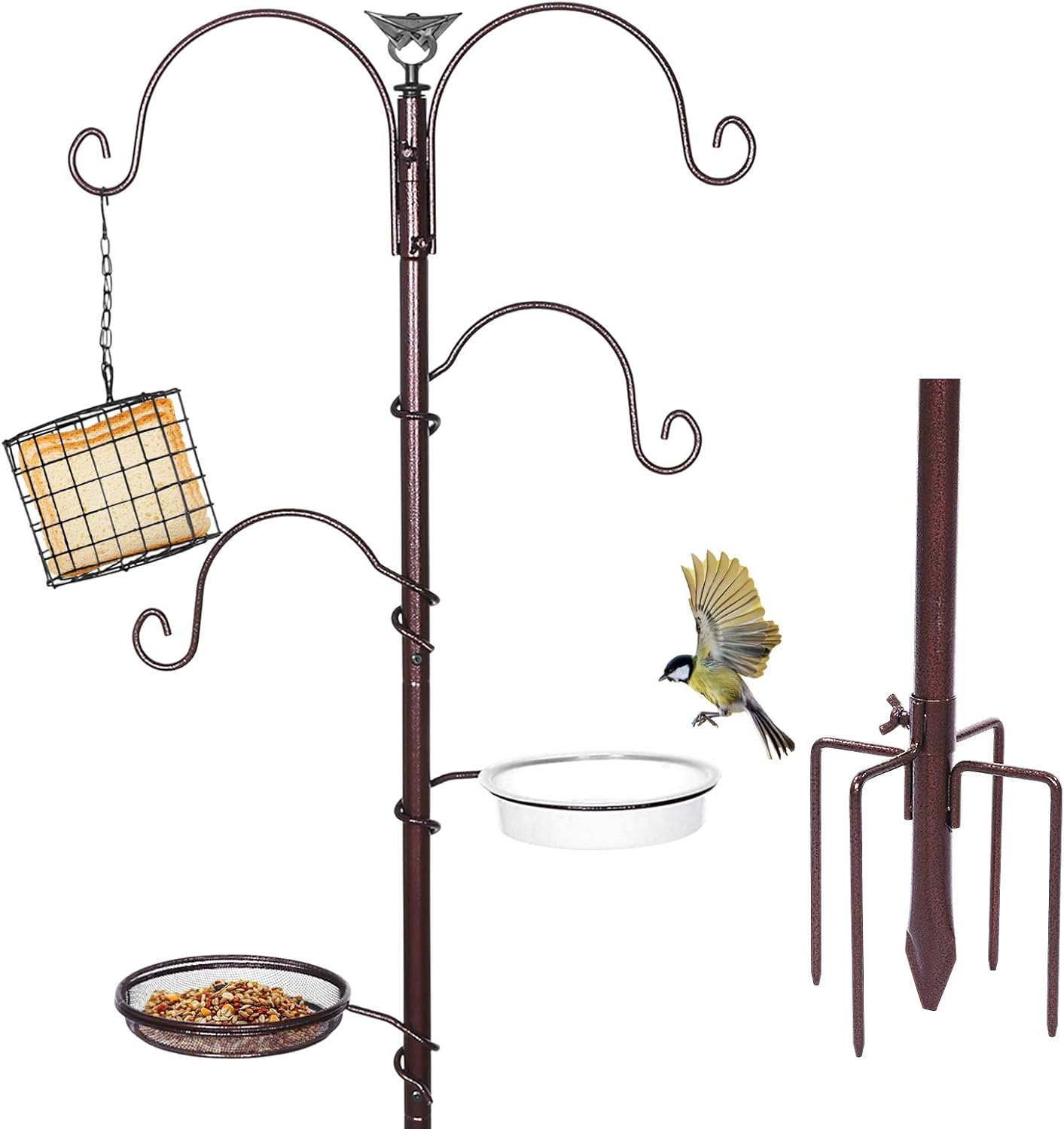 Bird Feeder Pole, Heavy Duty Shepherds Hooks for Outdoor with 7-Prong Base, Adjustable Shepherds Hook for Hummingbird Feeder, Lanterns, Plants, Wedding Decor