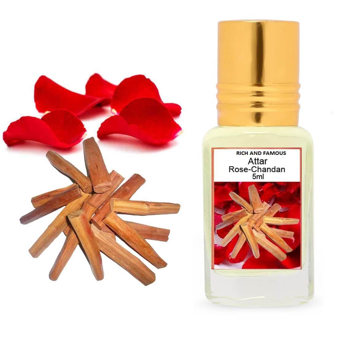 RICH AND FAMOUS Fragrances Rose-Chandan (Natural Itra/Attar/Perfume) For Men & Women Long Lasting Attar Perfume