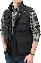 Colete masculino leve para viagem ao ar livre, trabalho, pesca, fotografia com vários bolsos
