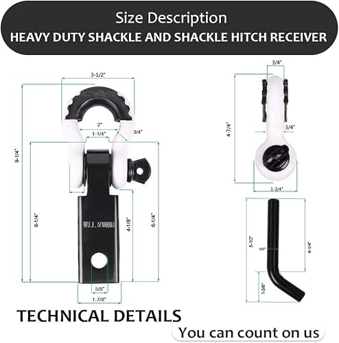 Miniatura 2 de AUTOBOTS - Receptor de enganche de remolque de 2 pulgadas, 35.000 libras de resistencia a la rotura, receptor de alta resistencia con tornillo de 58