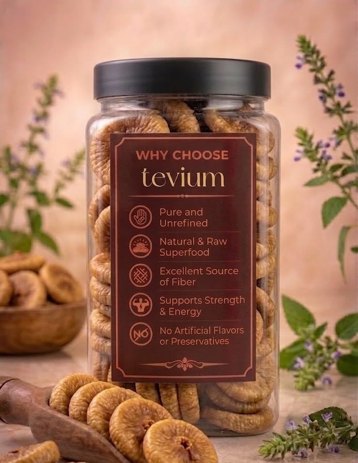 Image of Tevium Afghani Anjeer 1KG Premium Dried Figs | Natural Dry Fruits Rich in Fiber, Calcium & Iron | Soft & Sweet Dry Figs for Eating, Milk, Sweets, Desserts & Healthy Snacking | High Energy Dry Fruit (1kg)