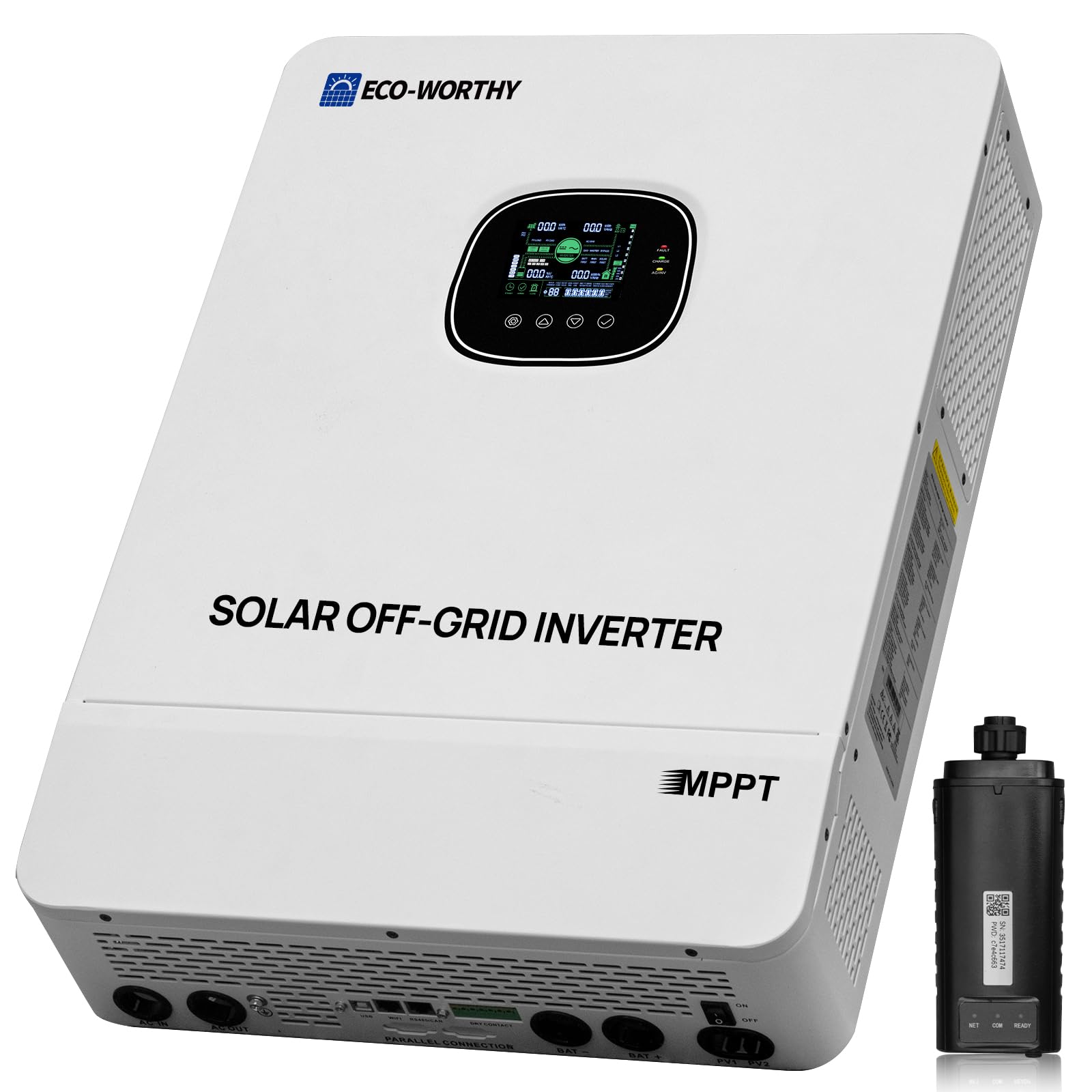 ECO-WORTHY 10000W DC 48V UL1741 Solar Inverter with WiFi,AC Output 120V/240V,Support Parallel,Built-in 2 MPPT Solar Controllers,Max 200A Battery Charging,Parallel Up to 6 Units 48V Inverter Charger