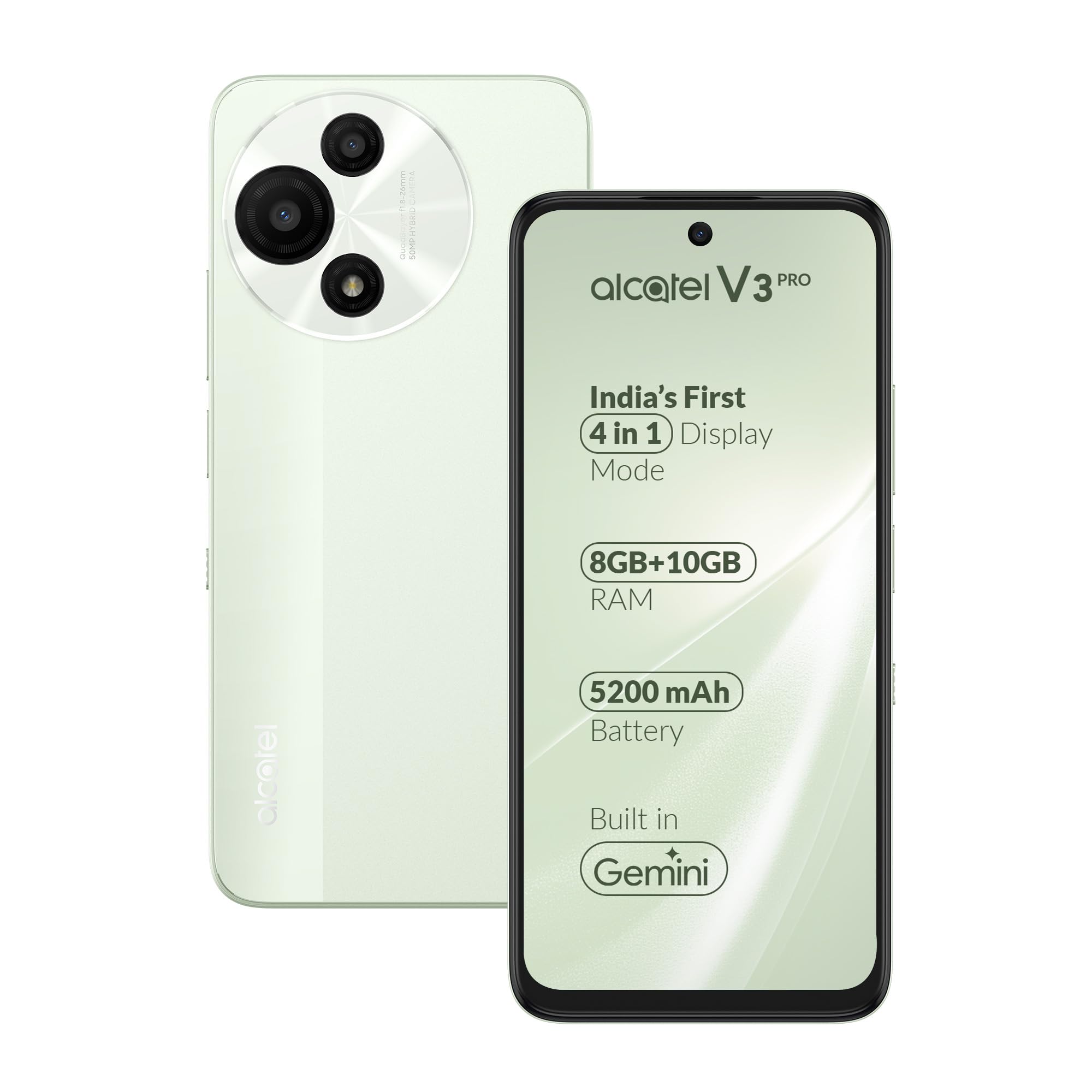 Alcatel V3 Pro 5G (Matcha Green, 8GB+256GB) | India’s 1st Patented NXTPAPER Superior Display | 50MP AI Dual Camera | NFC, 2TB Expandable Memory | Gemini in-Built | with Charger-image-45