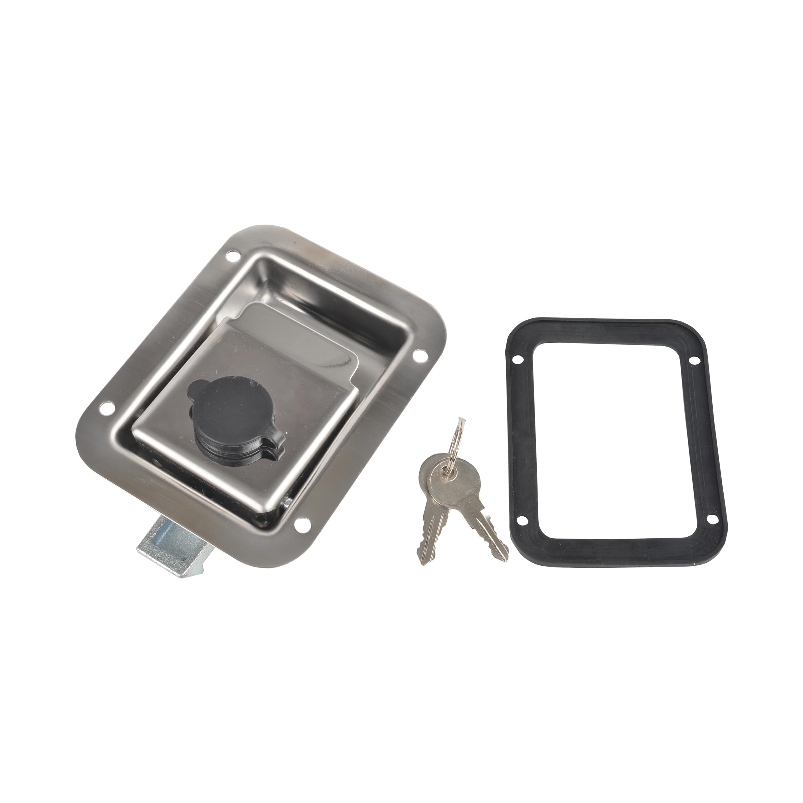 RV Truck Door Tool Box Lock Standard Flush Latch with Gasket,Stainless Steel Paddle Handle Locking Latch with 2Pcs Keys for Caravan Truck Camp Motorhome Patrol Car