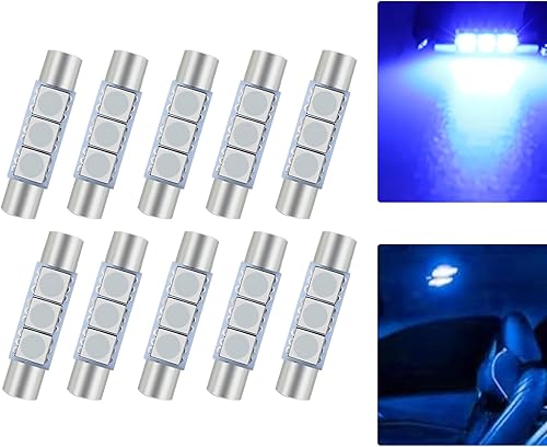 cerfioo Pack-10 28MM LED Car Reading Light, Super Bright Vehicle Roof Light Replacement, Universal 180 Degree Automotive Makeup Light Accessories