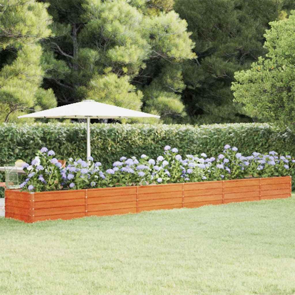 Jardinière surélevée en acier Corten - 600 x 80 x 45 cm - Résistant aux intempéries - Pour balcon, terrasse, plantes de jardin, robuste et durable