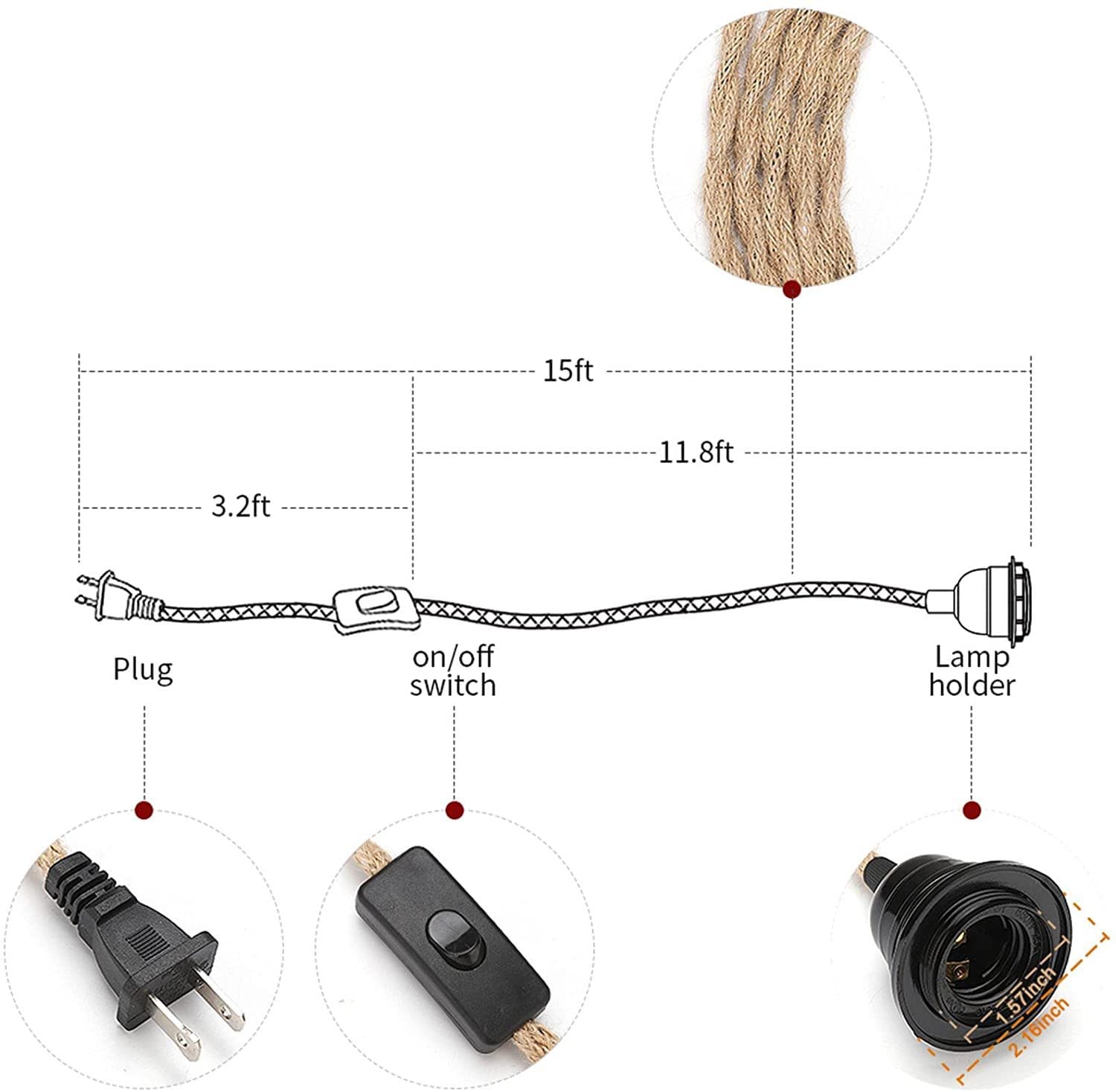 Plug-in Kit Cavo Luce A Sospensione Cavo Di Prolunga E26/E27 ... - Alibaba - Foto 4