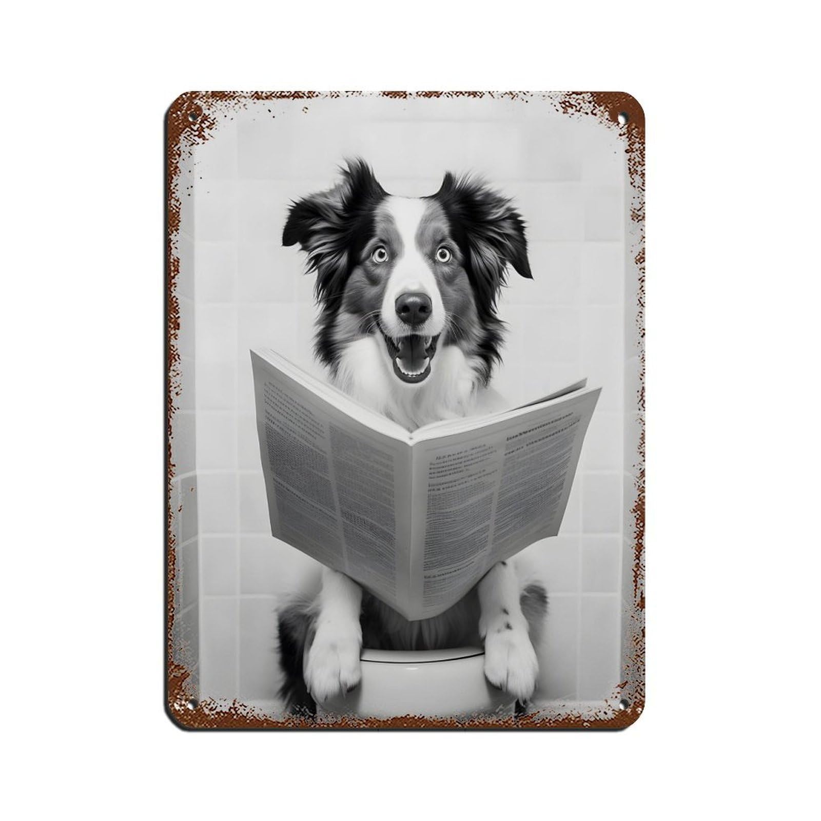 Lxwnze 30L X 40W Cm Australian Shepherd, Funny Bathroom Decor Tin Sign Vintage Metal Pub Club Cafe Bar Home Wall Art Decoration Poster Retro 12X16inch(30X40cm)