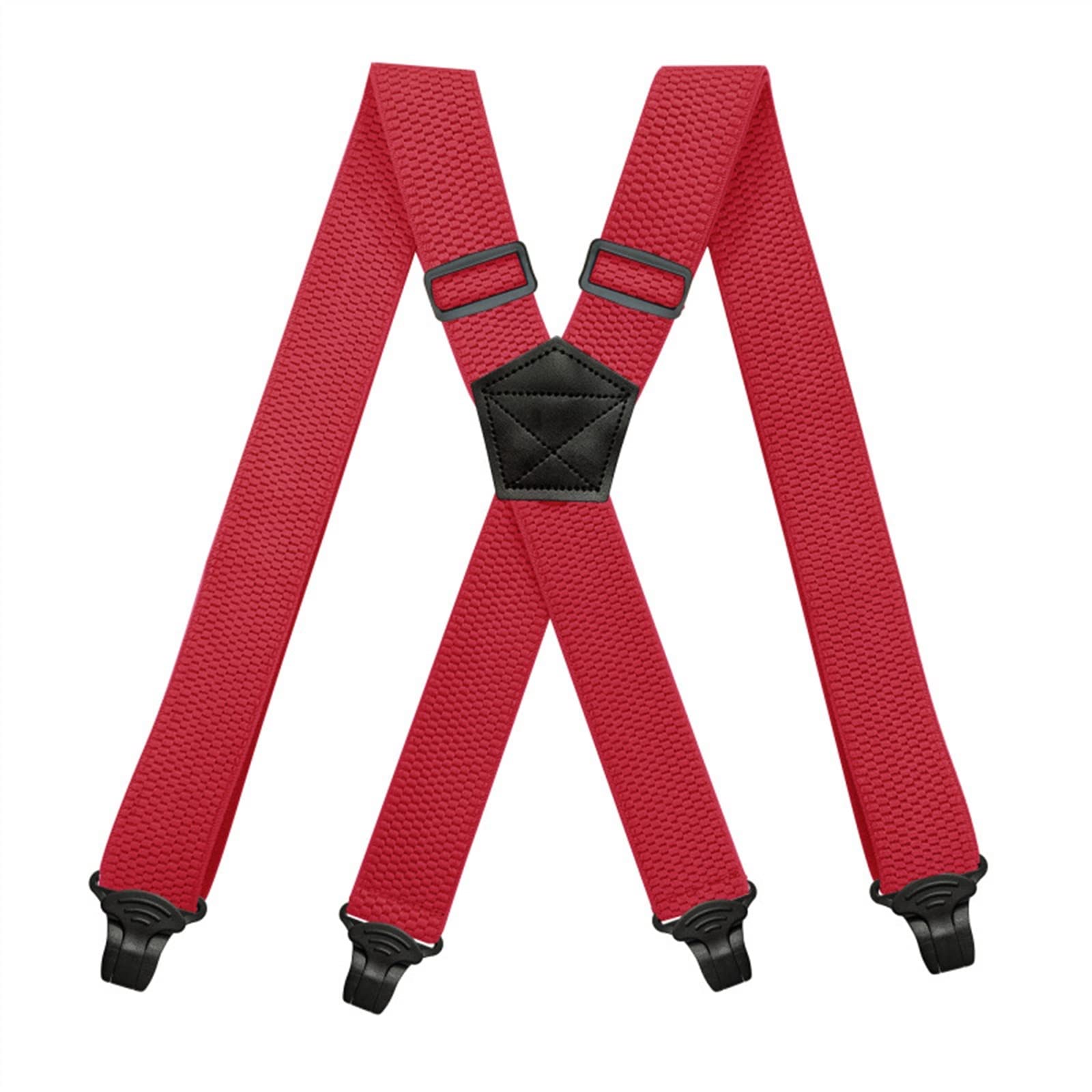 Bretelles de travail robustes pour homme - 3,8 cm de large - Dos en X - 4 fermetures en plastique - Bretelles élastiques réglables - Noir