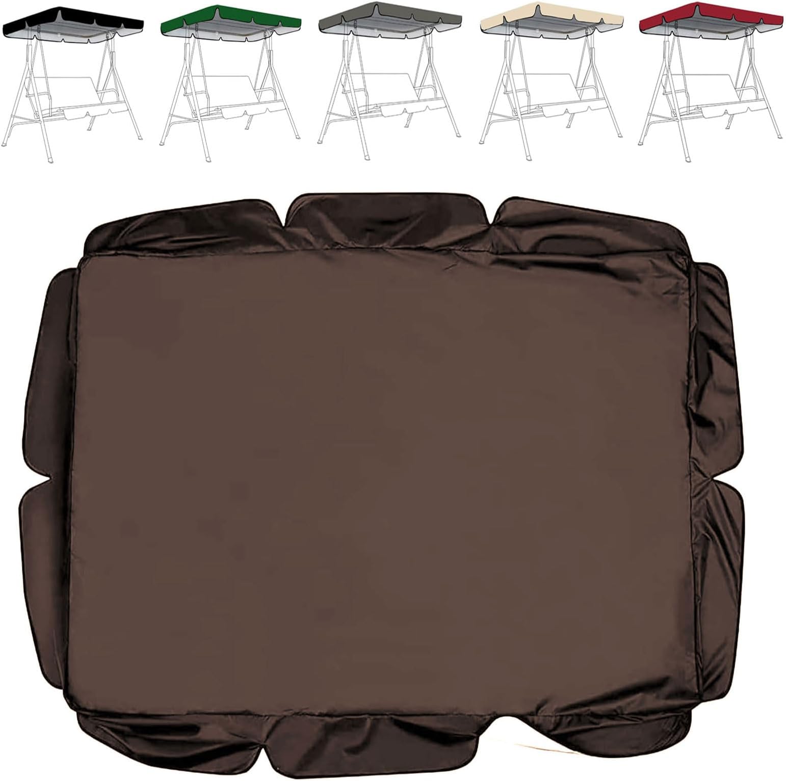 Waterproof Replacement Swing Seat Canopy Cover Silver Coated Polyester Outdoor Swing Chair Top Cover 56"x47"x7" (Coffee Color) - Fur Protector