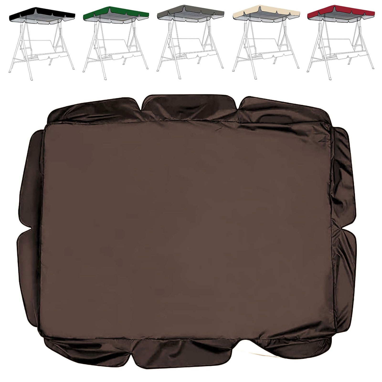 Waterproof Replacement Swing Seat Canopy Cover - Silver-Coated Polyester Outdoor Protector for Swing Chair (Cover Only) - Fits 65x45x6in (Coffee Color)