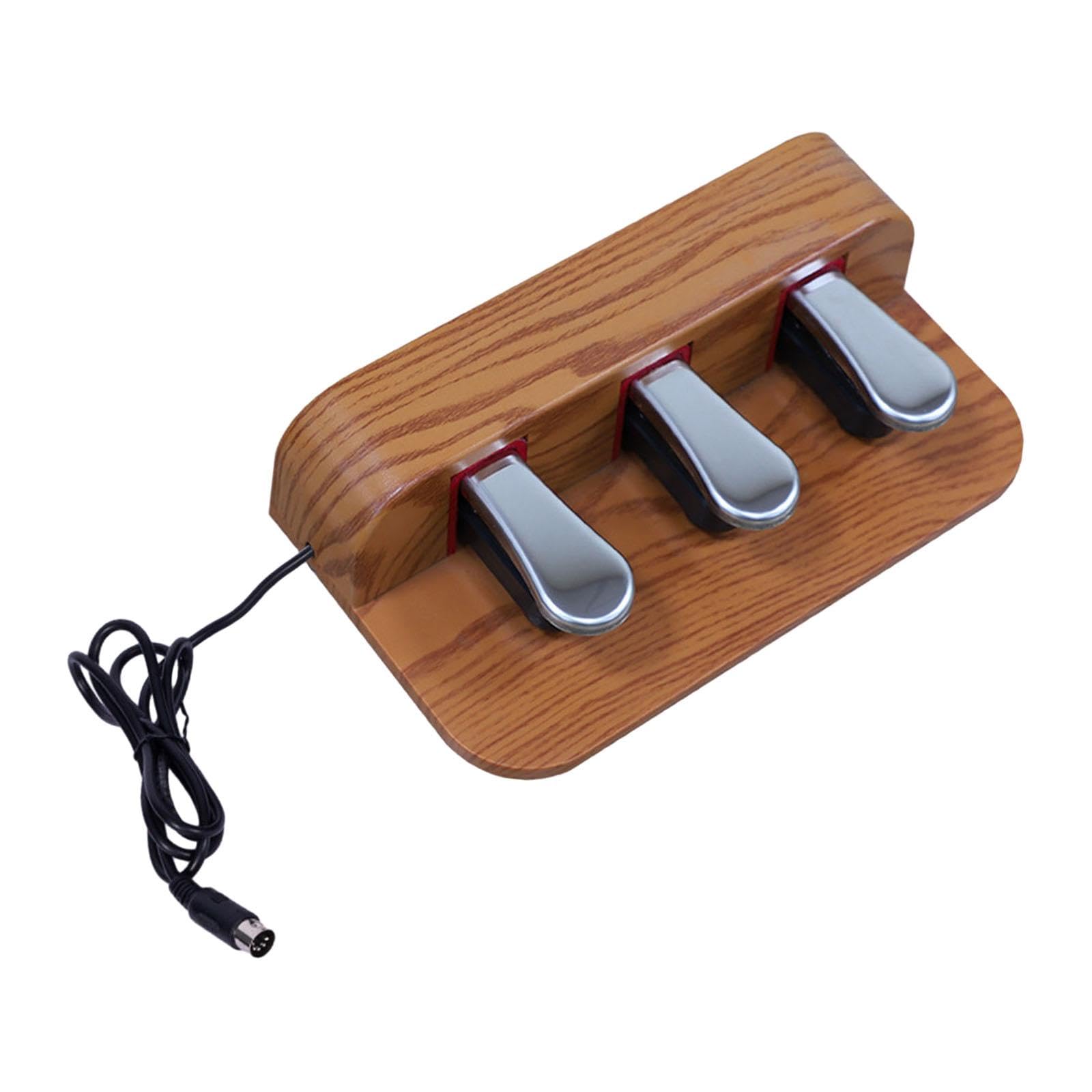 Sustain Pedal Anti-Rutsch-Dreifach-Pedal für Keyboard, E-Piano, Performance, Braun, 30 x 7,5 x 17 cm