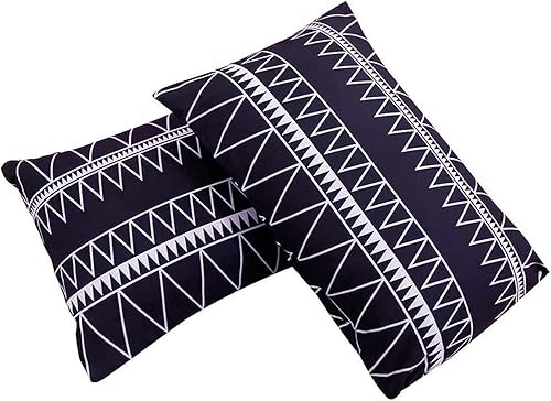 Miniatura 7 de Nanko Juego de edredón de tamaño Queen, color negro, morado, bohemio, geométrico, estampado a rayas, suave, reversible, de plumón alternativo, juego