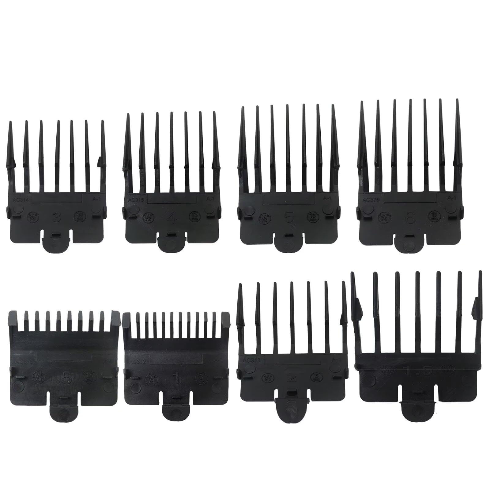 Updated Hair Clippers Guard Comb Set for PRO Barberology FX890 FX870 FX825 FX673(8 Packs, Black) by JRSHOME
