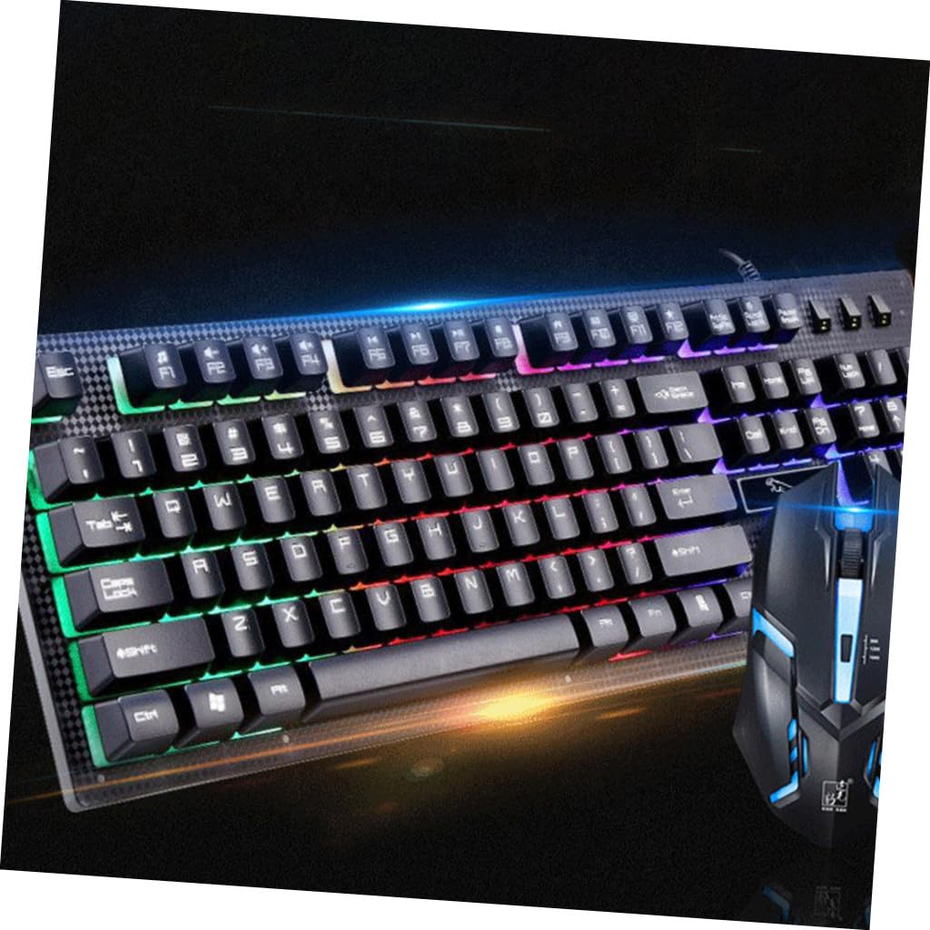 Set Tastiera e Mouse da Gioco Cablati USB Design Non Conflict, Resistente All'usura, Materiale Plastico, 104 Tasti, per Gamer in Uso Ufficio e Casa