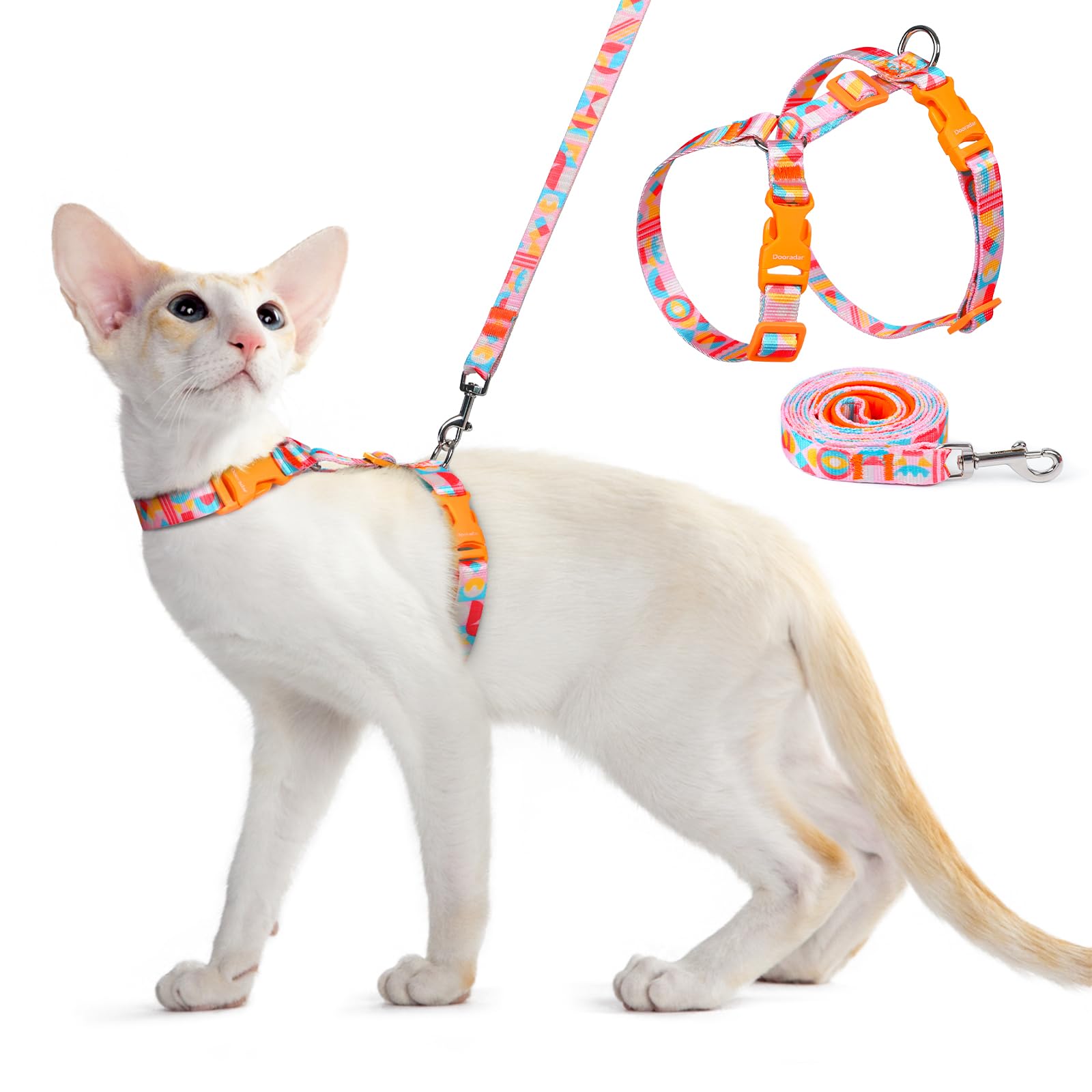 Dooradar Cat Harness and Leash, Escape Proof Adjustable Kitten Vest, Lightweight Soft Pet Straps, Easy Wearing for Small Medium Kitty Safe Walking