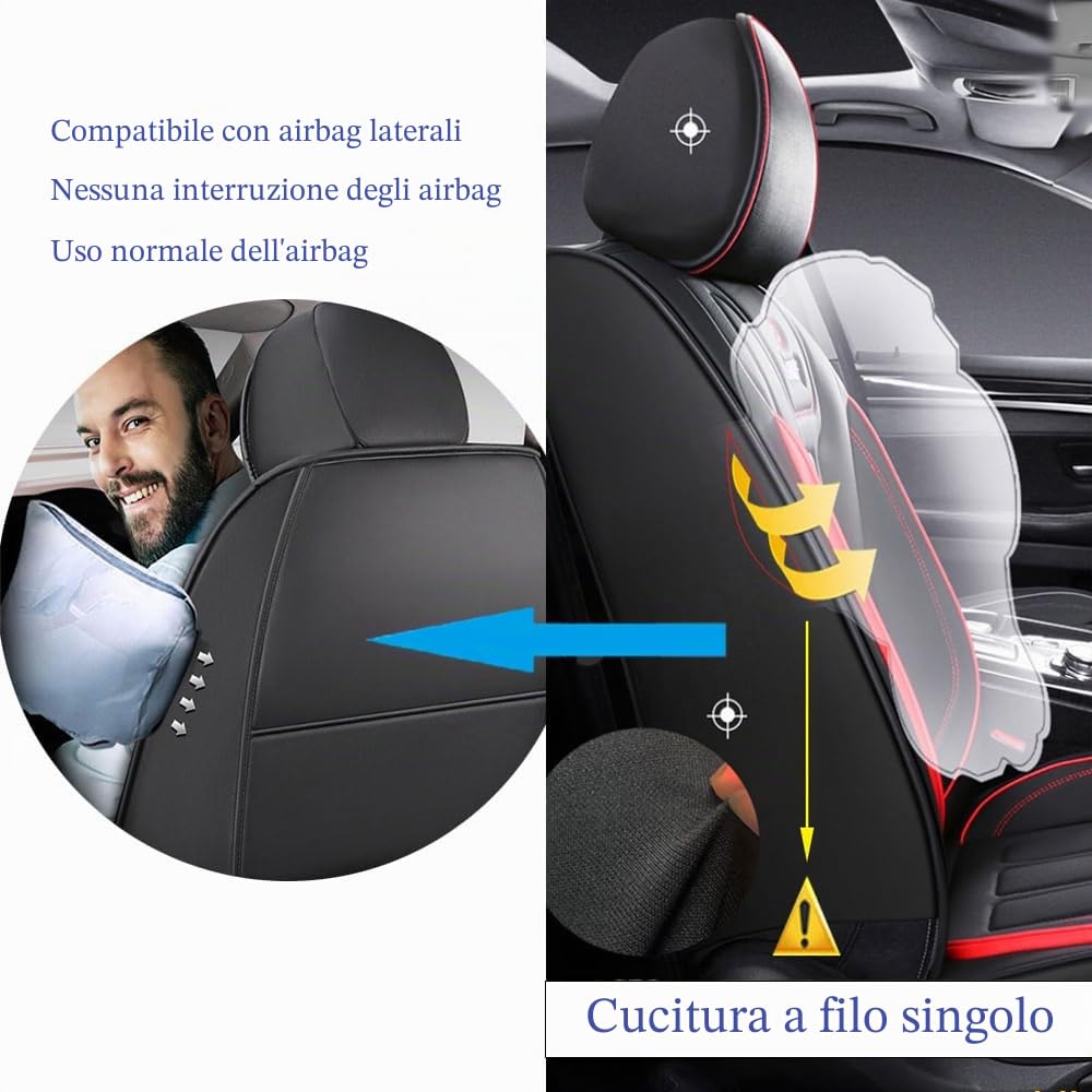 Coprisedi anteriori in similpelle neri impermeabili e resistenti per Volvo C30 S40 S60 S80 V40 V50 V60 V70 XC70 XC90