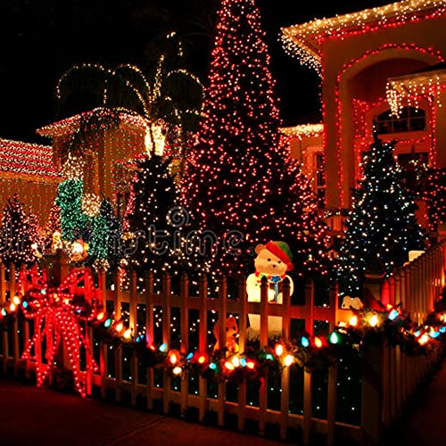 Image of Dazzle Bright 300 LED Christmas String Lights, 100 FT Connectable Waterproof String Lights Green Wire with 8 Modes Christmas Decoration for Indoor Outdoor Party Yard Garden Decor (Red)