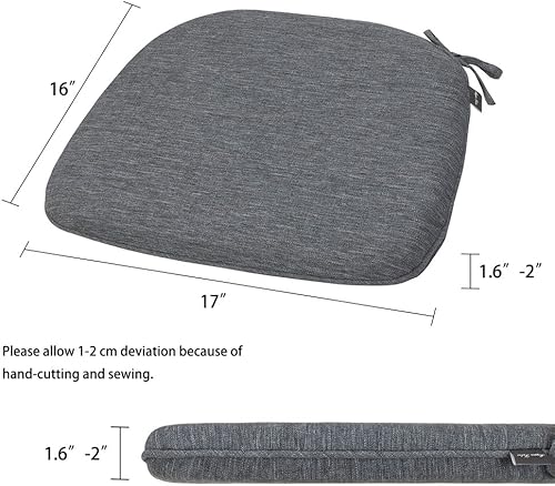 Miniatura 3 de Magpie Fabrics Juego de 4 cojines para sillas de exteriores e interiores de 17 x 16 x 2 pulgadas con lazos, impermeables, para todo tipo de clima,