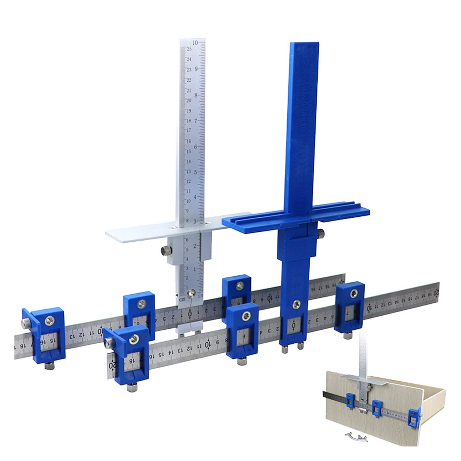 Okucia do szafek Jig wiertło naprowadzające tuleja dziurkacza lokalizator Jig Set wiercenie w drewnie otwór na kołki drzwi meble pozycja szuflady narzędzia(Aluminum alloy)