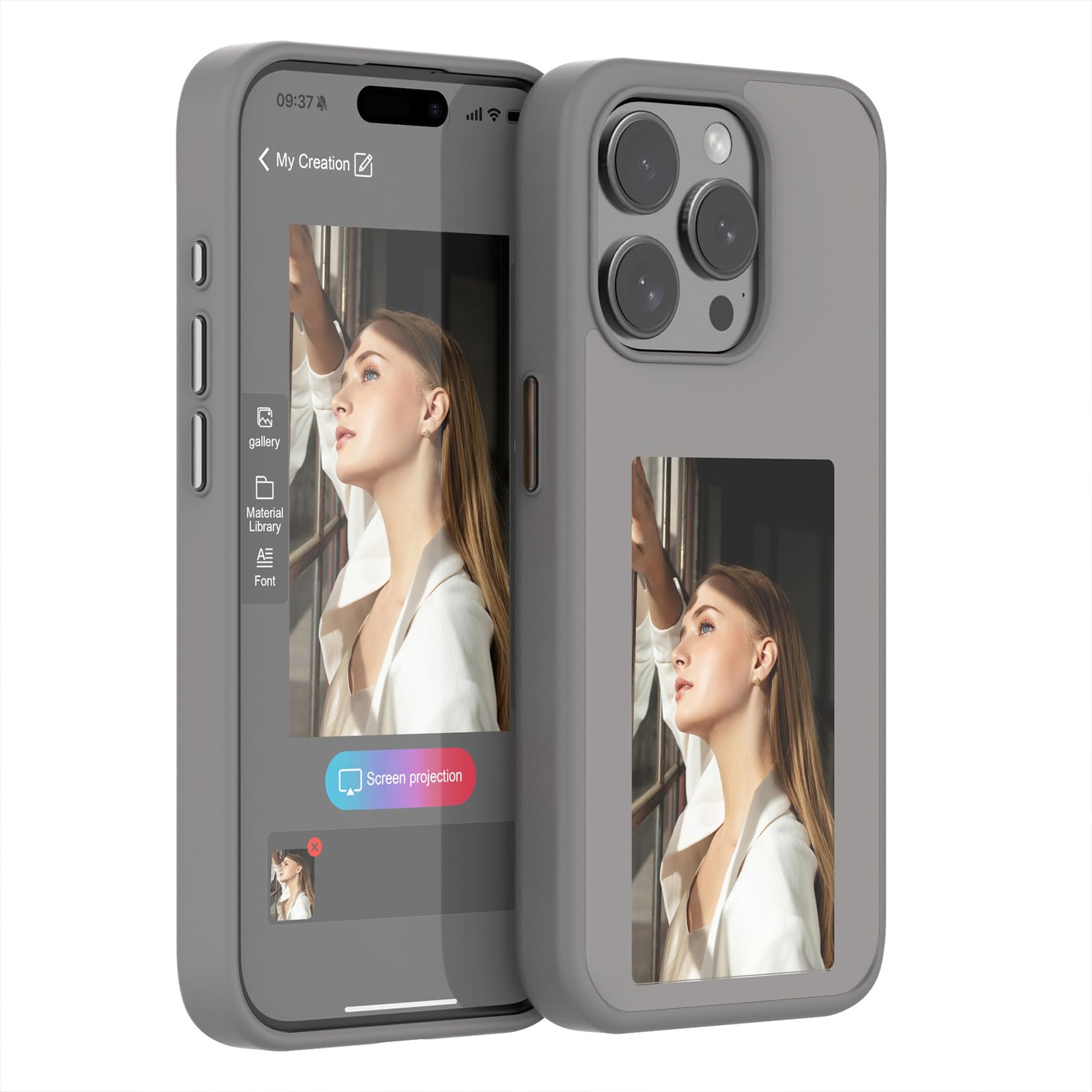 Funda para teléfono móvil con pantalla de fotos, sin cargos, protector de pantalla, funda de actualización adecuada para smartphone 15 Present