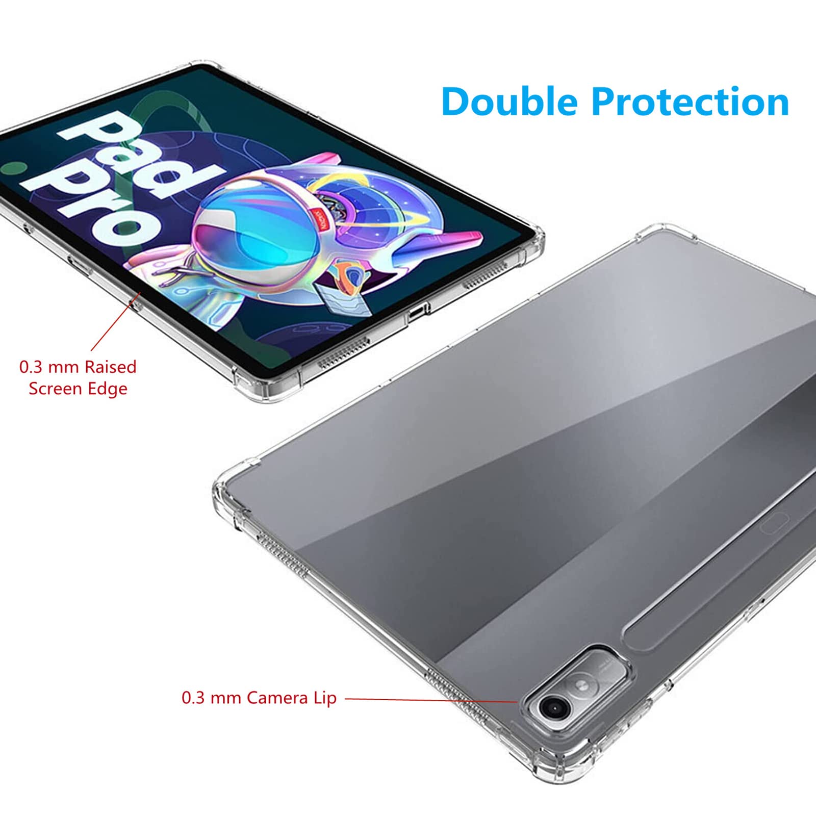 zZjoOoj Custodia Chiaro per Tablet Redmi Pad Pro/Xiaomi Poco Pad (12.1 Inch 2024 Modelo),Anti Ingiallimento Trasparente Sottile Tablet Cover,Nero