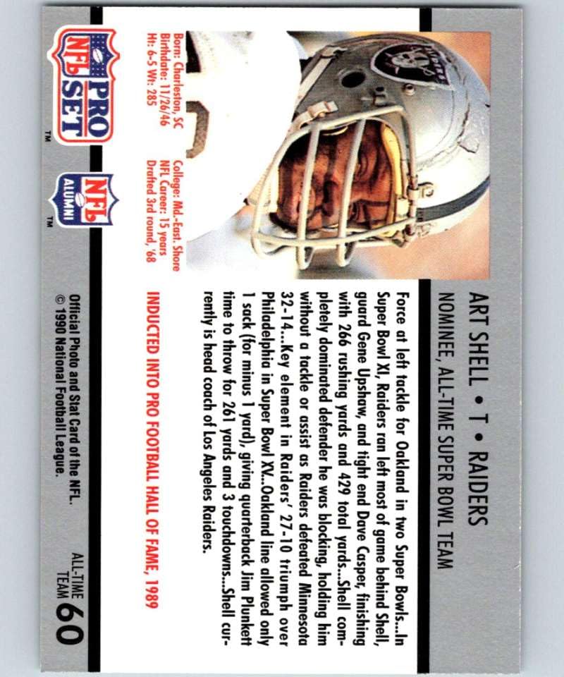 Amazon.com: 1990 Pro Set NFL Football Super Bowl 160#60 Art Shell