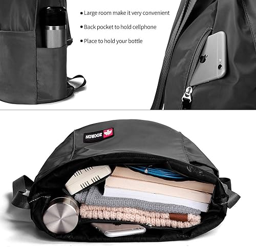 Miniatura 4 de ZOORON Mochila de gimnasio impermeable con cordón para hombres y mujeres, bolsa deportiva para gimnasio, mini mochila de viaje, A01-negro, Mochilas