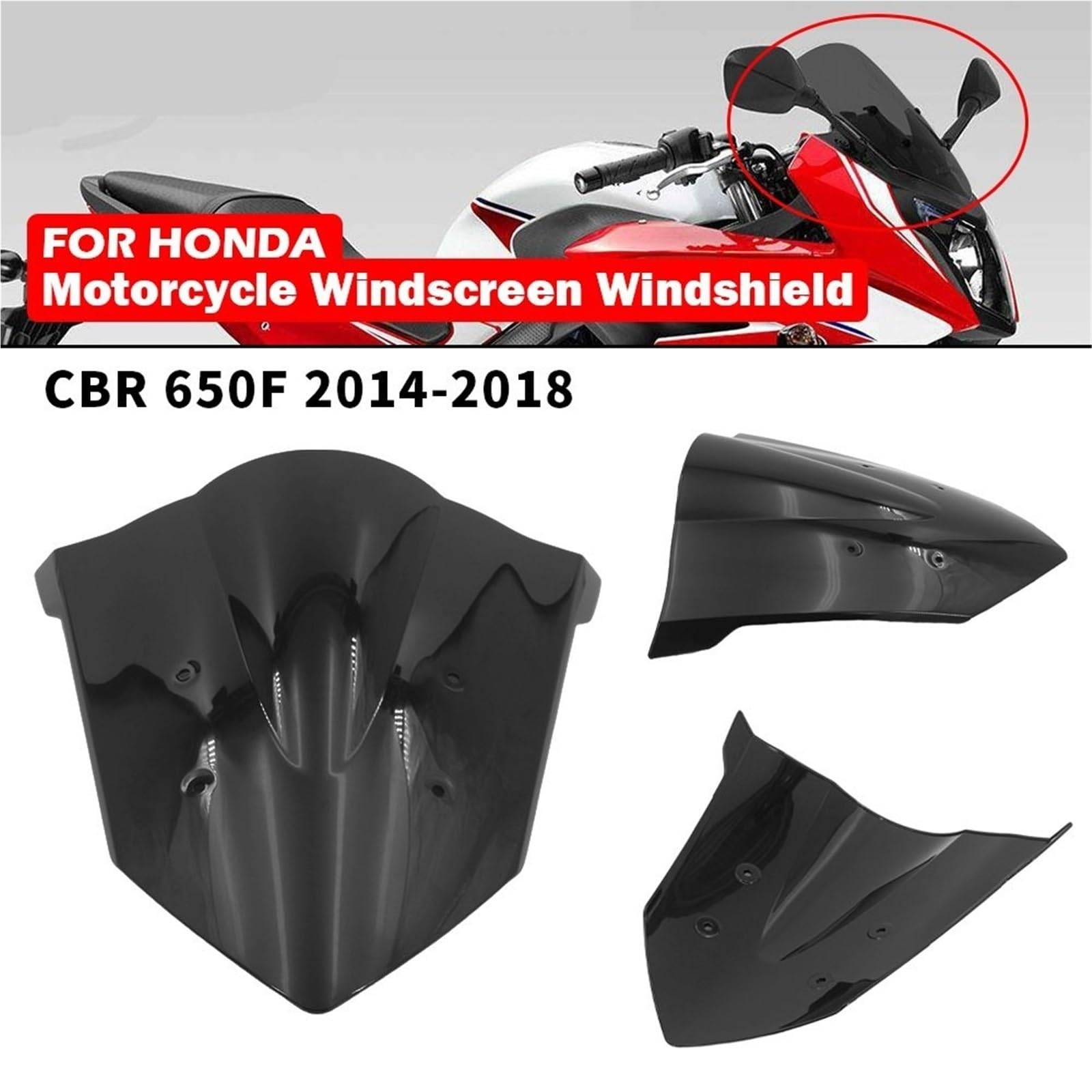 Przednia szyba motocyklowa Pasuje do motocykli CBR650F CBR650 F CBR 650F 2014-2018 Osłona przedniej szyby Double Bubble Deflektor wiatru Akcesoria motocyklowe