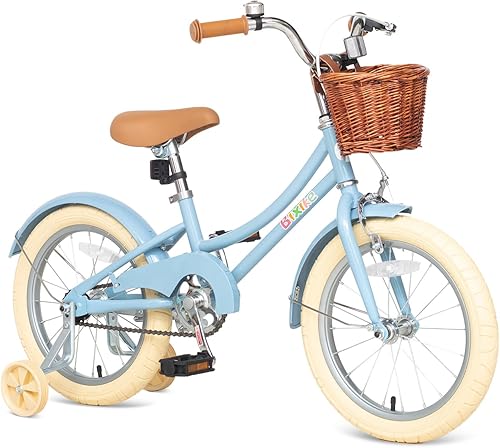 Miniatura 8 de Retro Design Girls Bike with Basket and Coaster Brake for 3-13 Years Old Kids, 14 16 18 Inch Cruiser Bicycle for Toddlers with Training Wheels, 20
