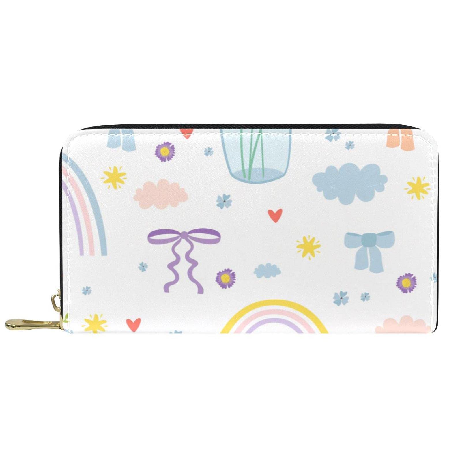 Portefeuille long classique en cuir arc-en-ciel pour femme et homme, multicolore, 19x11.5x2.5cm/7.5x4.5x1in, Classique