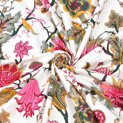 Image of Mafatlal Saanjh 144 TC Cotton King Size Bed Sheet 108x108 Inch | Luxury Floral Printed Bedsheet | Soft Durable Cotton Fabric | 2 Pillow Covers Included | Fuchsia Pink