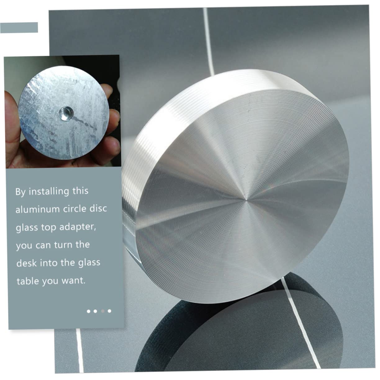 WHAMVOX 8pcs Round Aluminum Circle Disc Glass Table Top Adapter Slip Pad for Tables Office and Dining