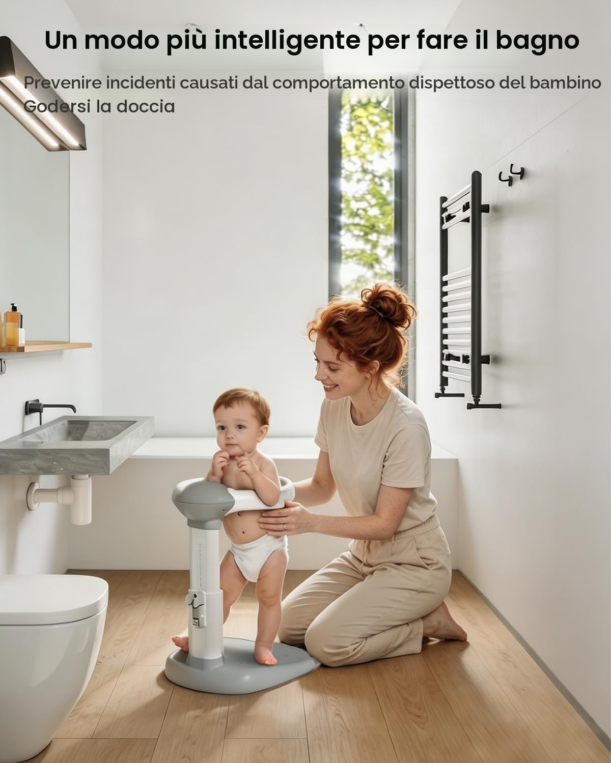 COOSEYA Supporto per vasca da bagno per bambini, torre da bagno regolabile per bambini per alzarsi in piedi, seggiolino da bagno per bambino con base antiscivolo per neonati e bambino piccoli